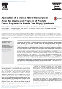 Cover page: Application of a Clinical Whole-Transcriptome Assay for Staging and Prognosis of Prostate Cancer Diagnosed in Needle Core Biopsy Specimens