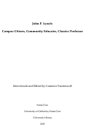 Cover page: John P. Lynch: Campus Citizen, Community Educator, Classics Professor