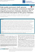 Cover page: High-quality permanent draft genome sequence of the extremely osmotolerant diphenol degrading bacterium Halotalea alkalilenta AW-7T, and emended description of the genus Halotalea