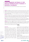 Cover page: Parent Engagement and Agency in Latin American Childhood Cancer Treatment: A Qualitative Investigation.