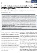 Cover page: A pilot, masked, randomized controlled trial to evaluate local gentamicin versus saline in open tibial fractures (pGO-Tibia).