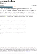 Cover page: The frequency of pathogenic variation in the All of Us cohort reveals ancestry-driven disparities.