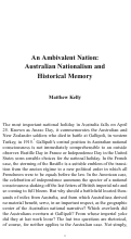 Cover page: An Ambivalent Nation: Australian Nationalism and Historical Memory