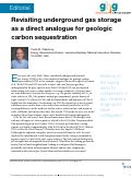 Cover page: Revisiting underground gas storage as a direct analogue for geologic carbon sequestration