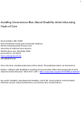 Cover page: Patients with Disabilities: Avoiding Unconscious Bias When Discussin Goals of Care