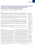 Cover page: Associations of Pretransplant Weight and Muscle Mass with Mortality in Renal Transplant Recipients