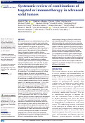 Cover page: Systematic review of combinations of targeted or immunotherapy in advanced solid tumors