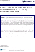 Cover page: Adaptation of an evidence-based intervention to promote colorectal cancer screening: a quasi-experimental study