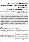 Cover page: The Incidence of Pulmonary Embolism and Associated FDG-PET Findings in IV Contrast-Enhanced PET/CT