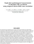 Cover page: Single-shot spatiotemporal measurements of ultrashort THz waveforms using temporal electric-field cross correlation