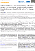 Cover page: In-home TB Testing Using GeneXpert Edge is Acceptable, Feasible, and Improves the Proportion of Symptomatic Household Contacts Tested for TB: A Proof-of-Concept Study