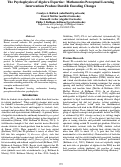 Cover page: The Psychophysics of Algebra Expertise: Mathematics Perceptual Learning Interventions Produce Durable Encoding Changes