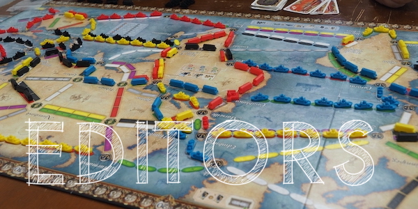 Close up of Ticket to Ride board game.