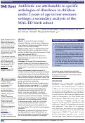 Cover page: Antibiotic use attributable to specific aetiologies of diarrhoea in children under 2 years of age in low-resource settings: a secondary analysis of the MAL-ED birth cohort