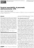 Cover page: Surgical resectability of pancreatic adenocarcinoma: CTA