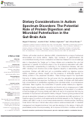 Cover page: Dietary Considerations in Autism Spectrum Disorders: The Potential Role of Protein Digestion and Microbial Putrefaction in the Gut-Brain Axis