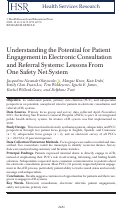 Cover page: Understanding the Potential for Patient Engagement in Electronic Consultation and Referral Systems: Lessons From One Safety Net System