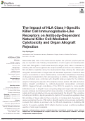 Cover page: The Impact of HLA Class I-Specific Killer Cell Immunoglobulin-Like Receptors on Antibody-Dependent Natural Killer Cell-Mediated Cytotoxicity and Organ Allograft Rejection