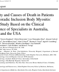 Cover page: Mortality and Causes of Death in Patients with Sporadic Inclusion Body Myositis: Survey Study Based on the Clinical Experience of Specialists in Australia, Europe and the USA