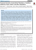 Cover page: Fractured Genetic Connectivity Threatens a Southern California Puma (Puma concolor) Population