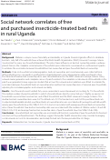 Cover page: Social network correlates of free and purchased insecticide-treated bed nets in rural Uganda