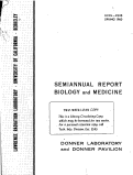 Cover page: BIOLOGY AND MEDICINE SEMIANNUAL REPORT OCT. 1959 THROUGH MARCH 1960