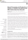 Cover page: Neural Processing and Production of Gesture in Children and Adolescents With Autism Spectrum Disorder.