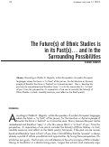 Cover page: The Future(s) of Ethnic Studies is in its Past(s)…and in the Surrounding Possibilities