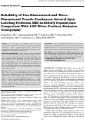 Cover page: Reliability of two‐dimensional and three‐dimensional pseudo‐continuous arterial spin labeling perfusion MRI in elderly populations: Comparison with 15o‐water positron emission tomography