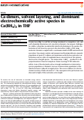 Cover page: Ca-dimers, solvent layering, and dominant electrochemically active species in Ca(BH4)2 in THF