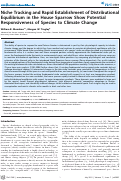 Cover page: Niche Tracking and Rapid Establishment of Distributional Equilibrium in the House Sparrow Show Potential Responsiveness of Species to Climate Change