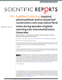 Cover page: Publisher Correction: Impaired photosynthesis and increased leaf construction costs may induce floral stress during episodes of global warming over macroevolutionary timescales