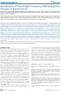 Cover page: Identification of Novel High-Frequency DNA Methylation Changes in Breast Cancer