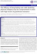 Cover page: The efficacy of long-lasting nets with declining physical integrity may be compromised in areas with high levels of pyrethroid resistance.