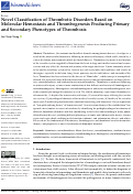 Cover page: Novel Classification of Thrombotic Disorders Based on Molecular Hemostasis and Thrombogenesis Producing Primary and Secondary Phenotypes of Thrombosis