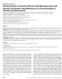 Cover page: Eating Disorders with and without Comorbid Depression and Anxiety: Similarities and Differences in a Clinical Sample of Children and Adolescents