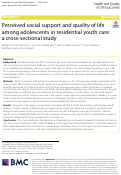 Cover page: Perceived social support and quality of life among adolescents in residential youth care: a cross-sectional study