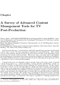 Cover page: A Survey of Advanced Content Management Tools for TV Post-Production