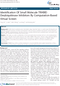 Cover page: Identification Of Small Molecule TRABID Deubiquitinase Inhibitors By Computation-Based Virtual Screen