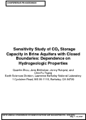 Cover page: Sensitivity study of CO2 storage capacity in brine aquifers with closed boundaries: 
Dependence on hydrogeologic properties