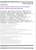 Cover page: Temporal dynamics predict symptom onset and cognitive decline in familial frontotemporal dementia.