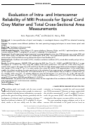 Cover page: Evaluation of Intra‐ and Interscanner Reliability of MRI Protocols for Spinal Cord Gray Matter and Total Cross‐Sectional Area Measurements