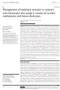 Cover page: Management of mydriasis and pain in cataract and intraocular lens surgery: review of current medications and future directions