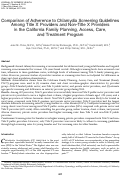 Cover page: Comparison of Adherence to Chlamydia Screening Guidelines Among Title X Providers and Non-Title X Providers in the California Family Planning, Access, Care, and Treatment Program