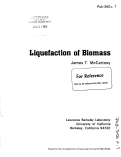 Cover page: LIQUEFACTION OF BIOMASS