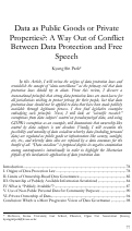 Cover page: Data as Public Goods or Private Properties?: A Way Out of Conflict Between Data Protection and Free Speech