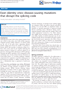 Cover page: Exon identity crisis: disease-causing mutations that disrupt the splicing code.