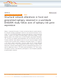 Cover page: Structural network alterations in focal and generalized epilepsy assessed in a worldwide ENIGMA study follow axes of epilepsy risk gene expression