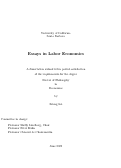 Cover page: Essays in Labor Economics