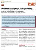 Cover page: Unintended consequences of COVID-19 safety measures on patients with chronic knee pain forced to defer joint replacement surgery.